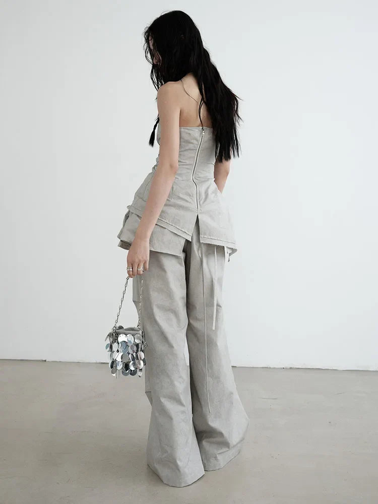 Hantuki Drawstring Layered Pants