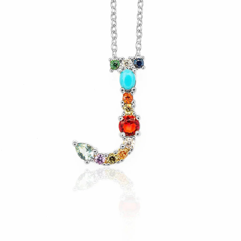 Lettre Multicolor Initial Charm Necklace