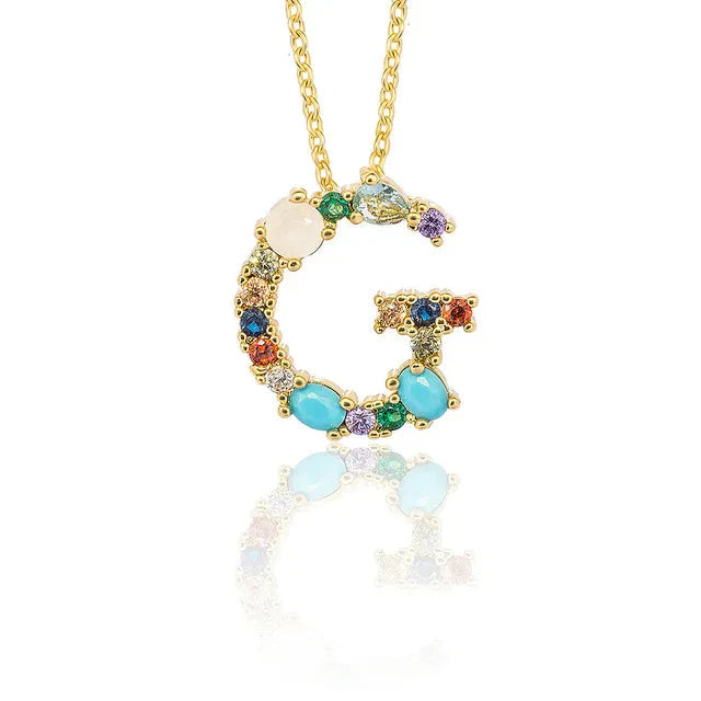 Lettre Multicolor Initial Charm Necklace