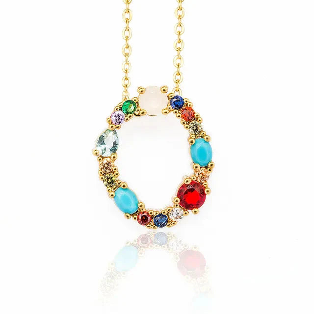 Lettre Multicolor Initial Charm Necklace