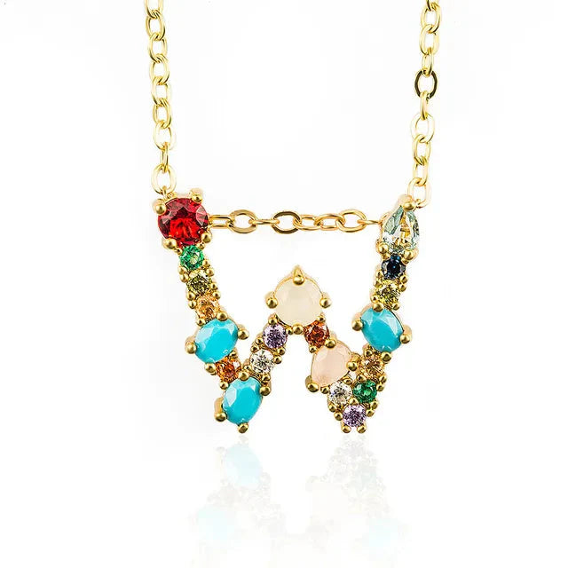 Lettre Multicolor Initial Charm Necklace