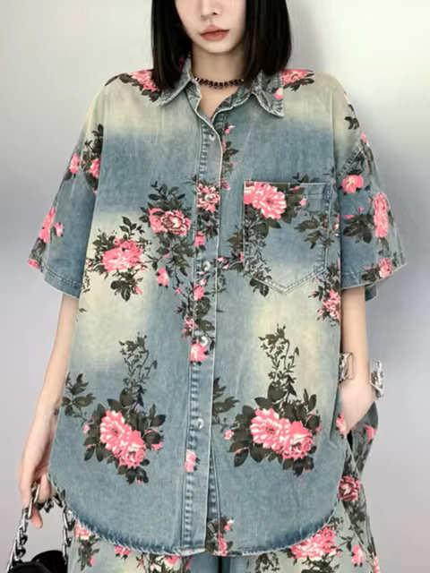 Rosette Rose Denim Shirt