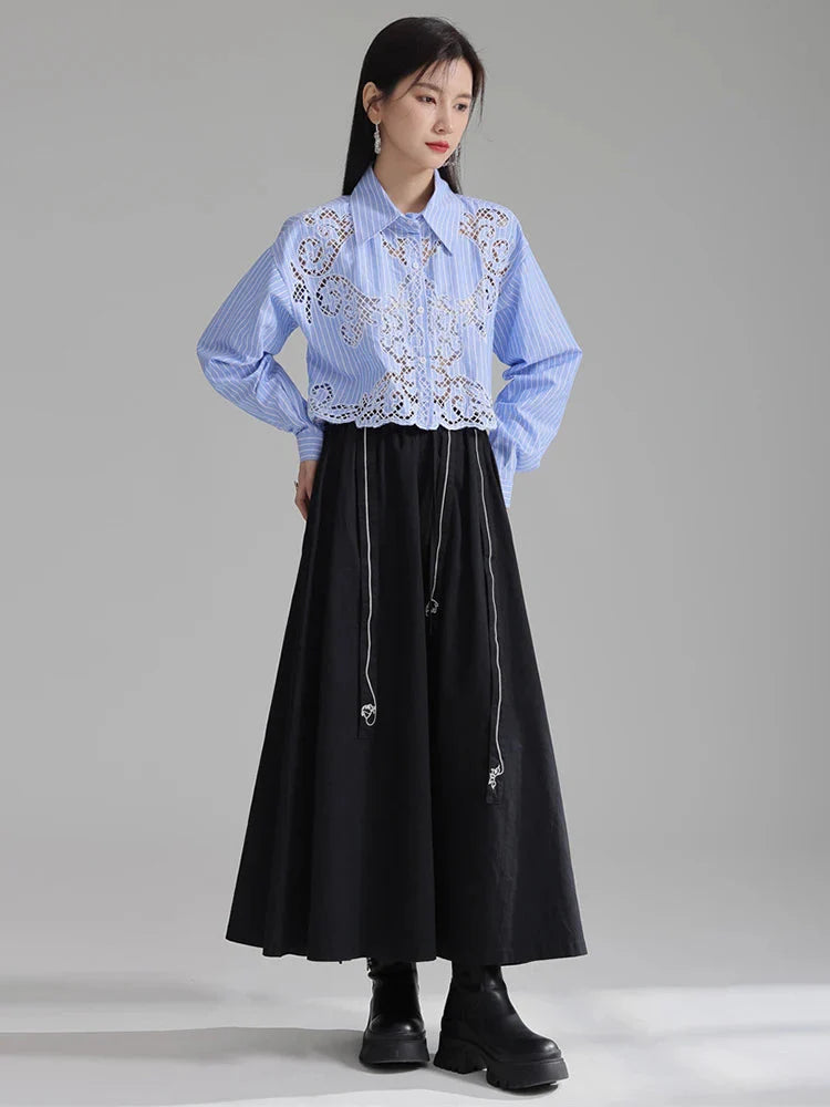 Sherrm Doiley Crop Button Up - Blue