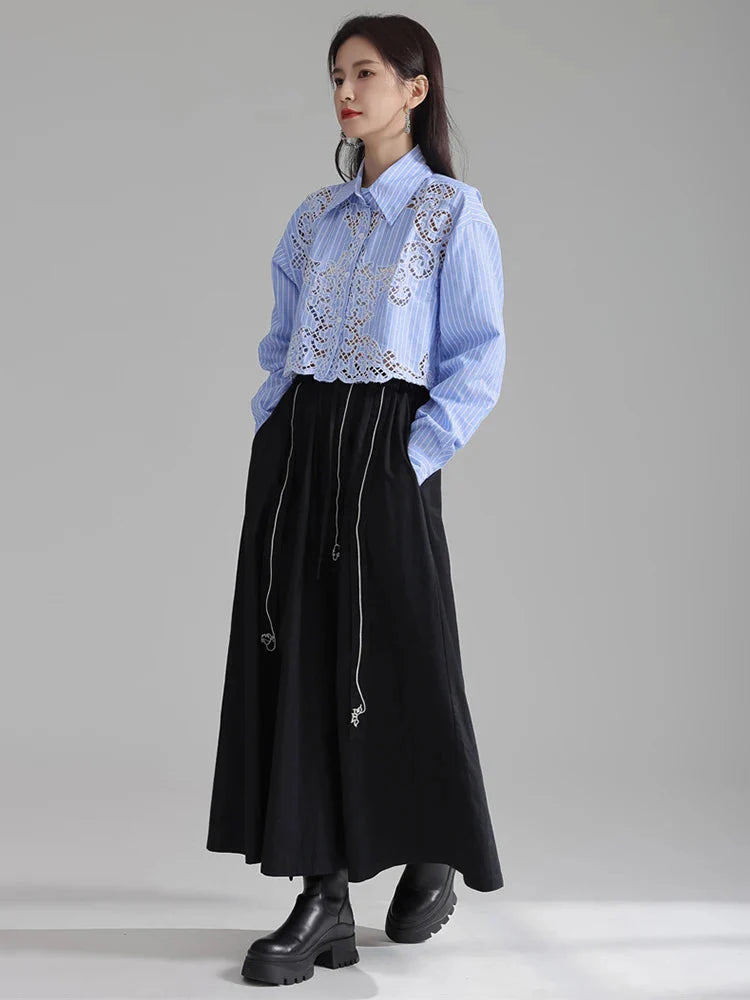 Sherrm Doiley Crop Button Up - Blue