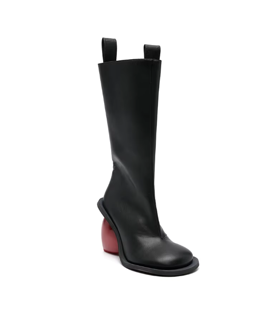 Taura Heart Heel Boots - Black and Red