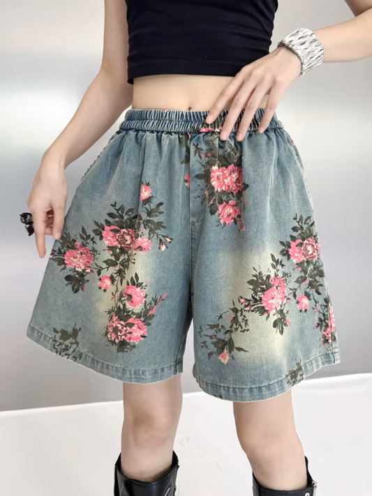 Rosette Rose Denim Shorts