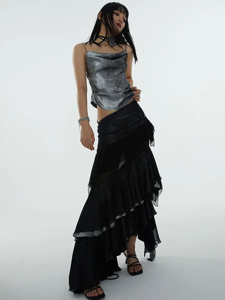 Darceangelo Mesh Ruffle Skirt
